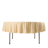 90" Beige Premium Scuba Wrinkle Free Round Tablecloth, Scuba Polyester Tablecloth