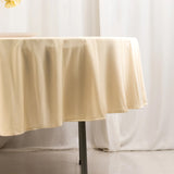90" Beige Premium Scuba Wrinkle Free Round Tablecloth, Scuba Polyester Tablecloth