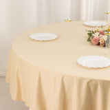 Beige Premium Scuba Round Tablecloth, Wrinkle Free Polyester Seamless Tablecloth - 90inch