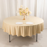 Beige Premium Scuba Round Tablecloth, Wrinkle Free Polyester Seamless Tablecloth - 90inch