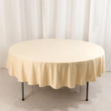 90" Beige Premium Scuba Wrinkle Free Round Tablecloth, Scuba Polyester Tablecloth