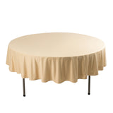 Beige Premium Scuba Round Tablecloth, Wrinkle Free Polyester Seamless Tablecloth - 90inch