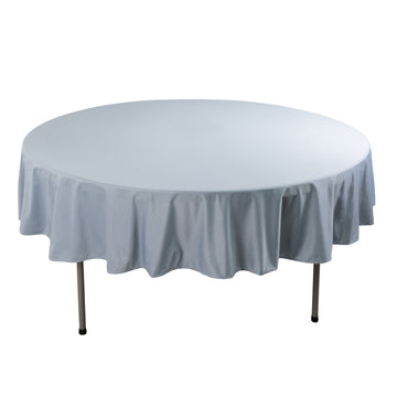 90" Dusty Blue Premium Scuba Wrinkle Free Round Tablecloth, Seamless Scuba Polyester Tablecloth