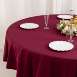 Burgundy Premium Scuba Round Tablecloth, Wrinkle Free Polyester Seamless Tablecloth - 90inch