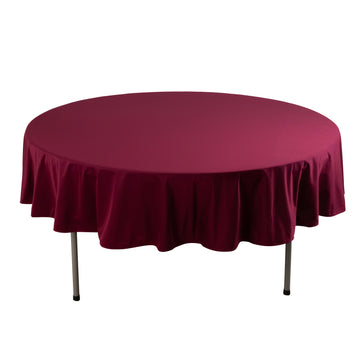 90" Burgundy Premium Scuba Wrinkle Free Round Tablecloth, Seamless Scuba Polyester Tablecloth