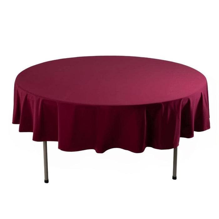 90" Burgundy Premium Scuba Wrinkle Free Round Tablecloth, Scuba Polyester Tablecloth