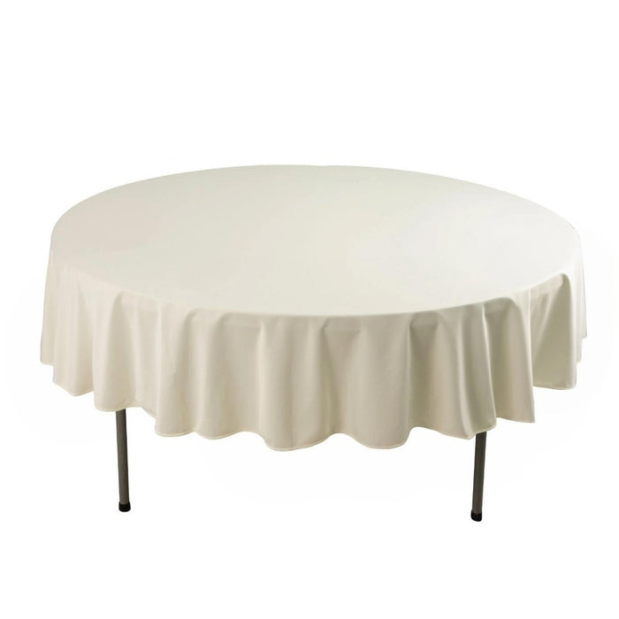 90" Ivory Premium Scuba Wrinkle Free Round Tablecloth, Scuba Polyester Tablecloth