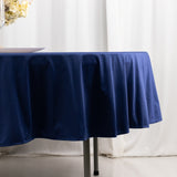 Navy Blue Premium Scuba Round Tablecloth, Wrinkle Free Polyester Seamless Tablecloth - 90inch