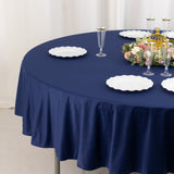 Navy Blue Premium Scuba Round Tablecloth, Wrinkle Free Polyester Seamless Tablecloth - 90inch