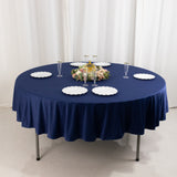 Navy Blue Premium Scuba Round Tablecloth, Wrinkle Free Polyester Seamless Tablecloth - 90inch