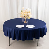 Navy Blue Premium Scuba Round Tablecloth, Wrinkle Free Polyester Seamless Tablecloth - 90inch