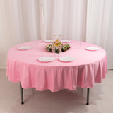 Pink Premium Scuba Round Tablecloth, Wrinkle Free Polyester Seamless Tablecloth - 90inch