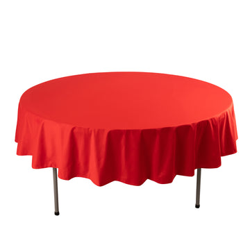 90" Red Premium Scuba Wrinkle Free Round Tablecloth, Seamless Scuba Polyester Tablecloth