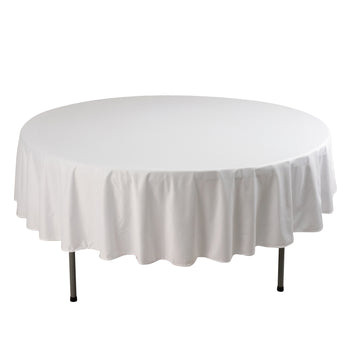 90" White Premium Scuba Wrinkle Free Round Tablecloth, Seamless Scuba Polyester Tablecloth