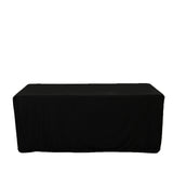 6ft Scuba Rectangular Fitted Tablecloth Black – Wrinkle-Free, Stain Resistant