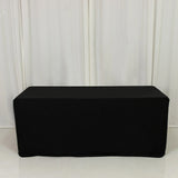 6ft Scuba Rectangular Fitted Tablecloth Black – Wrinkle-Free, Stain Resistant