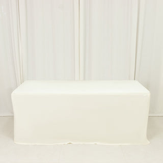 <strong>Wrinkle-Free 6ft Scuba Tablecloth in Ivory</strong>