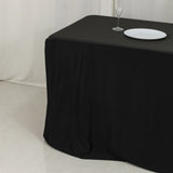 8ft Scuba Rectangular Fitted Tablecloth Black – Wrinkle-Free, Stain Resistant