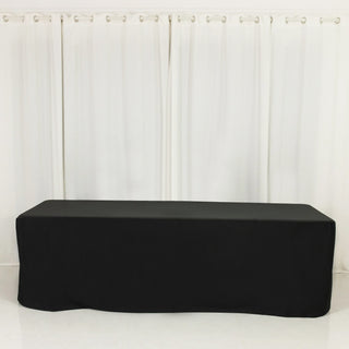 <strong>Black Scuba Rectangular Tablecloth for 8ft Banquet Tables</strong>