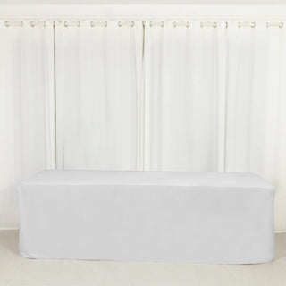 <strong>White Scuba Rectangular Tablecloth for 8ft Banquet Tables</strong>