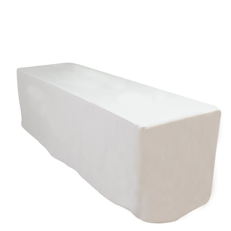 8ft Scuba Rectangular Fitted Tablecloth White – Wrinkle-Free, Stain Resistant