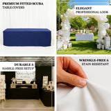 8ft Scuba Rectangular Fitted Tablecloth Navy Blue – Wrinkle-Free, Stain Resistant