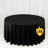 Fire Retardant Scuba Tablecloth – 120inch Round Black, Wrinkle Free, Stain Resistant, Seamless