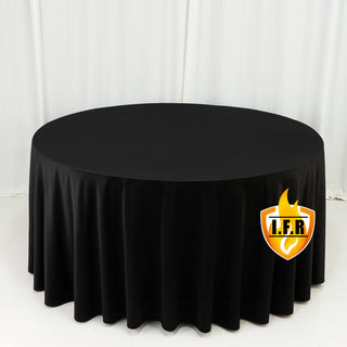 Black Fire Retardant Scuba Polyester Tablecloth 120" Round