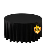 Fire Retardant Scuba Tablecloth – 120inch Round Black, Wrinkle Free, Stain Resistant, Seamless