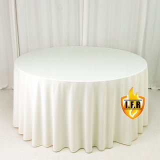 Ivory Fire Retardant Scuba Polyester Tablecloth 120" Round