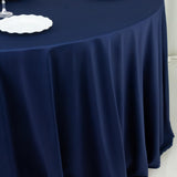 Fire Retardant Scuba Tablecloth – 120inch Round Navy Blue, Wrinkle Free, Stain Resistant, Seamless