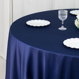 Fire Retardant Scuba Tablecloth – 120inch Round Navy Blue, Wrinkle Free, Stain Resistant, Seamless
