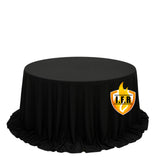 Fire Retardant Scuba Tablecloth – 132inch Round Black, Wrinkle Free, Stain Resistant, Seamless