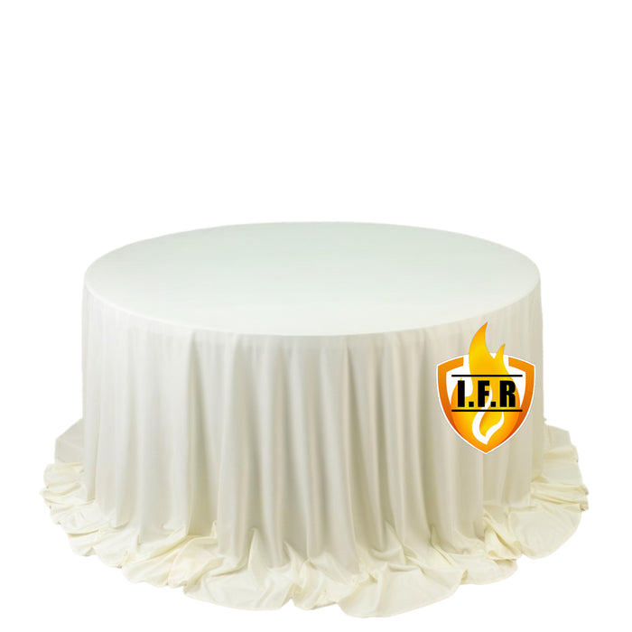 Fire Retardant Scuba Tablecloth – 132inch Round Ivory, Wrinkle Free, Stain Resistant, Seamless