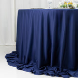 Fire Retardant Scuba Tablecloth – 132inch Round Navy Blue, Wrinkle Free, Stain Resistant, Seamless