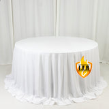 Fire Retardant Scuba Tablecloth – 132inch Round White, Wrinkle Free, Stain Resistant, Seamless
