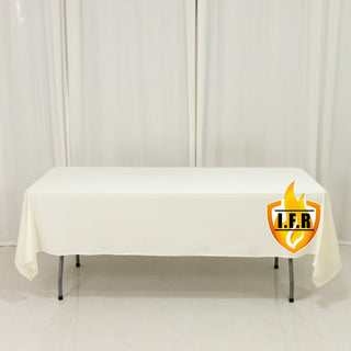 Ivory Fire Retardant Scuba Polyester Tablecloth 60"x102" Rectangular