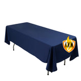 Fire Retardant Scuba Tablecloth – 60x102inch Rectangle Navy Blue Wrinkle Free Stain Resistant