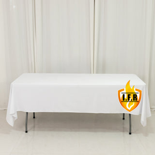 White Fire Retardant Scuba Polyester Tablecloth 60"x102" Rectangular