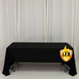 Fire Retardant Scuba Tablecloth 60x126inch Rectangle Black Wrinkle Free Stain Resistant Polyester