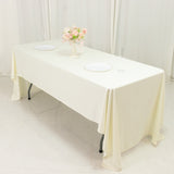 Fire Retardant Scuba Tablecloth 60x126inch Rectangle Ivory Wrinkle Free Stain Resistant Polyester