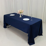 Fire Retardant Scuba Tablecloth – 60x126inch Rectangle Navy Blue, Wrinkle Free, Stain Resistant