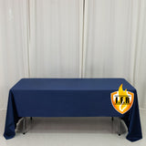 Fire Retardant Scuba Tablecloth – 60x126inch Rectangle Navy Blue, Wrinkle Free, Stain Resistant