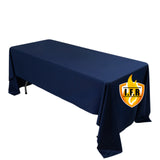 Fire Retardant Scuba Tablecloth – 60x126inch Rectangle Navy Blue, Wrinkle Free, Stain Resistant