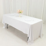 Fire Retardant Scuba Tablecloth 60x126inch Rectangle White Wrinkle Free Stain Resistant Polyester
