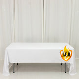 Fire Retardant Scuba Tablecloth 60x126inch Rectangle White Wrinkle Free Stain Resistant Polyester