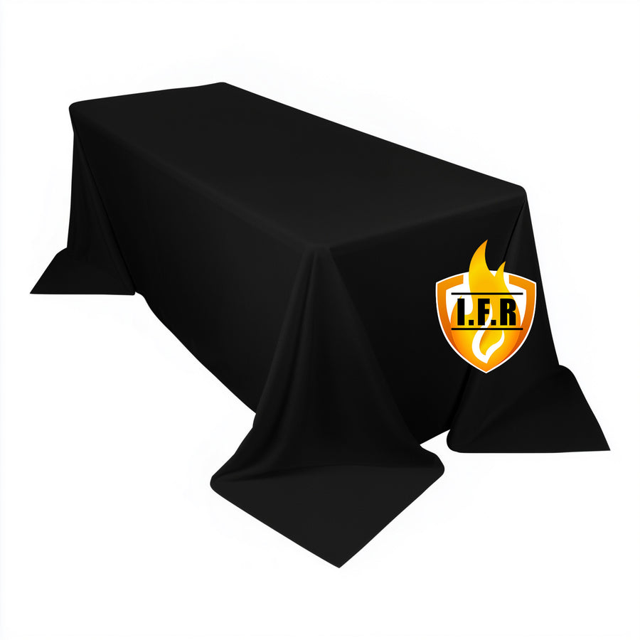 Fire Retardant Scuba Tablecloth 90x132inch Rectangle Black Wrinkle Free Stain Resistant Seamless