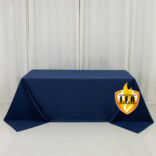 Navy Blue Fire Retardant Scuba Polyester Tablecloth 90"x132" Rectangular