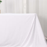 Fire Retardant Scuba Tablecloth 90x132inch Rectangle White Wrinkle Free Stain Resistant Seamless