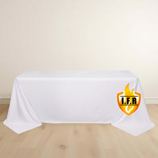 White Fire Retardant Scuba Polyester Tablecloth 90"x132" Rectangular